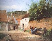 Camille Pissarro Chat village woman Spain oil painting artist